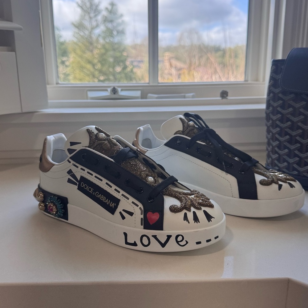 Never Worn-Purchased from Milan - Dolce & Gabbana  White and Black Sneakers